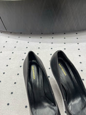 HEELED PUMPS 65 MM IN BLACK SMOOTH LAMBSKIN SILVER HARDWARE