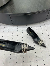 HEELED PUMPS 65 MM IN BLACK SMOOTH LAMBSKIN SILVER HARDWARE