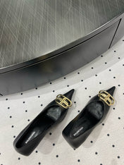 HEELED PUMPS 65 MM IN BLACK SMOOTH LAMBSKIN GOLD HARDWARE