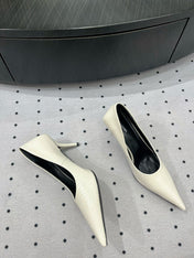 CLASSIC PUMPS 65MM IN CREAM LIZARD PATTERN CALFSKIN