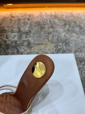 YSL 26S CROSS STRAP HIGH HEEL SANDALS 110 MM IN CAMEL BROWN CALFSKIN PATENT