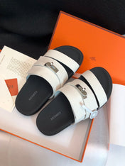 GABRIEL SANDAL MULE IN WHITE CALFSKIN