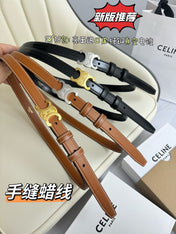 SMALL TRIOMPHE BELT 18 MM BRONZE BROWN LEATHER GOLD HARDWARE