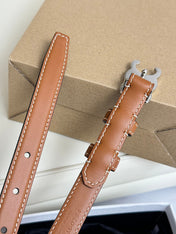 SMALL TRIOMPHE BELT 18 MM BRONZE BROWN LEATHER SILVER HARDWARE