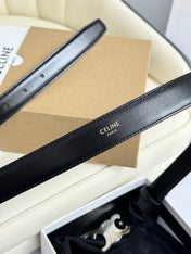 MEDIUM TRIOMPHE BELT 25MM BLACK LEATHER SILVER HARDWARE