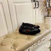 GUCCI 26S SNEAKER IN BLACK SUEDE CRYSTAL EMBELLISHED