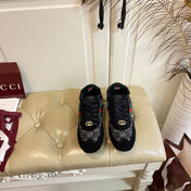 GUCCI 26S SNEAKER IN BLACK SUEDE CRYSTAL EMBELLISHED