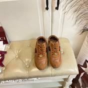 GUCCI 26S SNEAKER IN BROWN SUEDE AND MESH FABRIC
