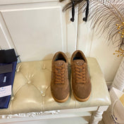 PRADA 26S LACE UP SNEAKERS IN CARAMEL BROWN SUEDE