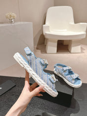 CC DAD SANDALS IN LIGHT BLUE CALFSKIN