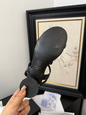 FLAT SANDALS 5 MM IN BLACK CALFSKIN