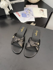 LACE MULE 2 CM IN BLACK LAMBSKIN