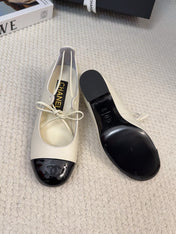 MARY JANE PUMPS 55 MM IN WHITE MIX BLACK LAMBSKIN