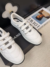SNEAKERS WITH THREE STRAPS IN WHITE CALFSKIN