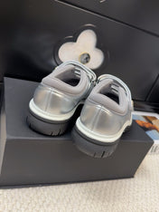 SNEAKERS WITH THREE STRAPS IN SILVER CALFSKIN