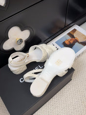 25C Sandal 45mm Open Heel White Lambskin 233492