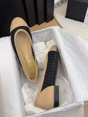 CC 25 Ballet Flat Beige Black Raffia