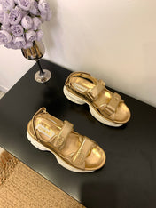 SANDAL 25S IN GLITTER GOLDEN LAMBSKIN