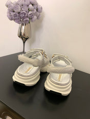 SANDAL 25S IN WHITE LAMBSKIN EMBOSED SNAKE PATTERN