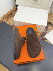HM 25S MULE IN DARK BROWN SUEDE