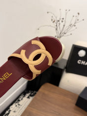 CHANEL 26S WEDGE SANDALS 95 MM IN DARK RED CALFSKIN