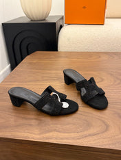 HM 26S OASIS SANDAL IN BLACK SUEDE WITH CRYSTALS