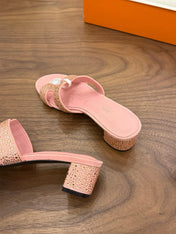HM 26S OASIS SANDAL IN LIGHT PINK SUEDE WITH CRYSTALS