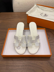 HM 26S OASIS SANDAL IN IVORY WHITE SUEDE WITH CRYSTALS