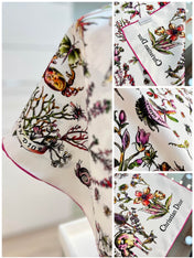 DIOR REVERSIBLE PRINTED SQUARE SCARF 90 CM IN WHITE SILK 7735868
