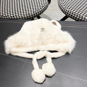 BEANIE HAT IN WHITE FLEECE AND WOOL 433166