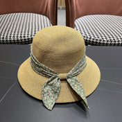 CHANEL 26S FLORAL RIBBON STRAW CLOCHE HAT 335747