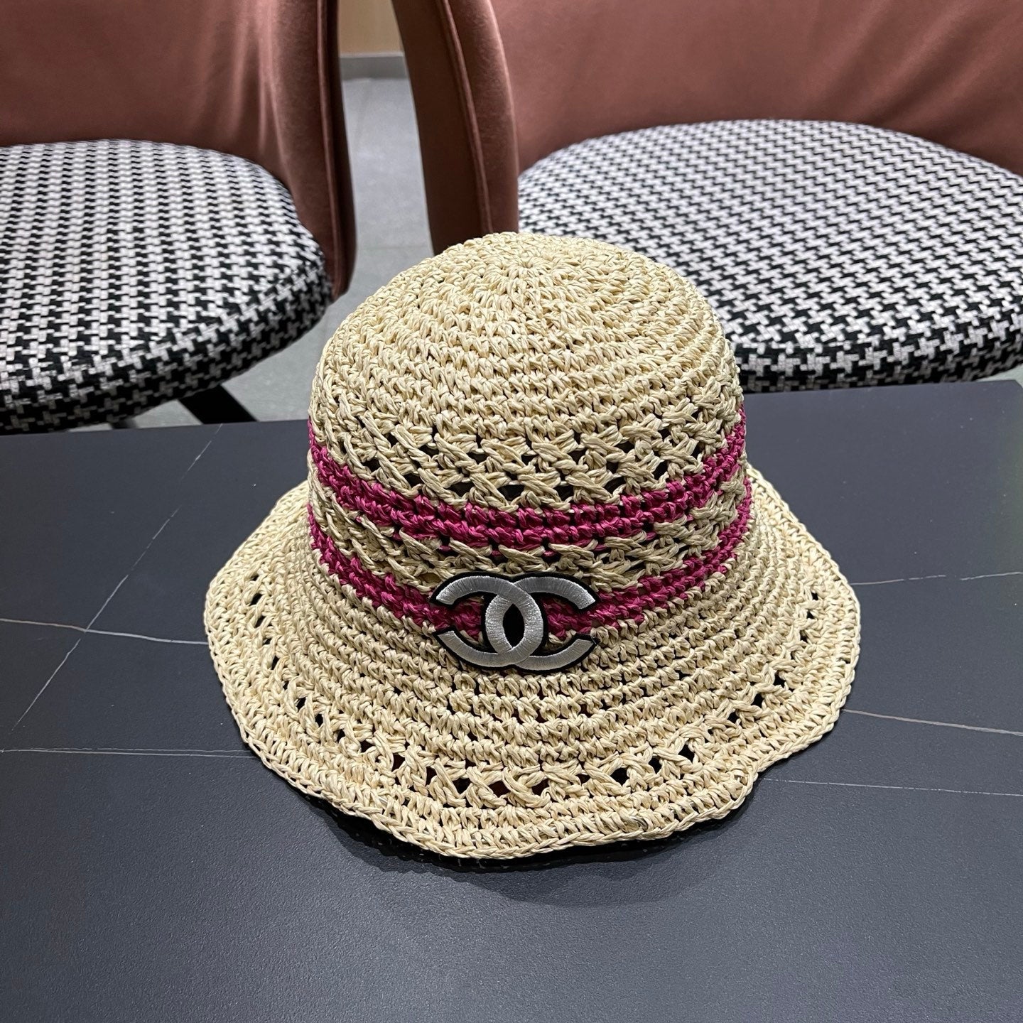 CHANEL 26S RAFFIA BUCKET HAT 335844