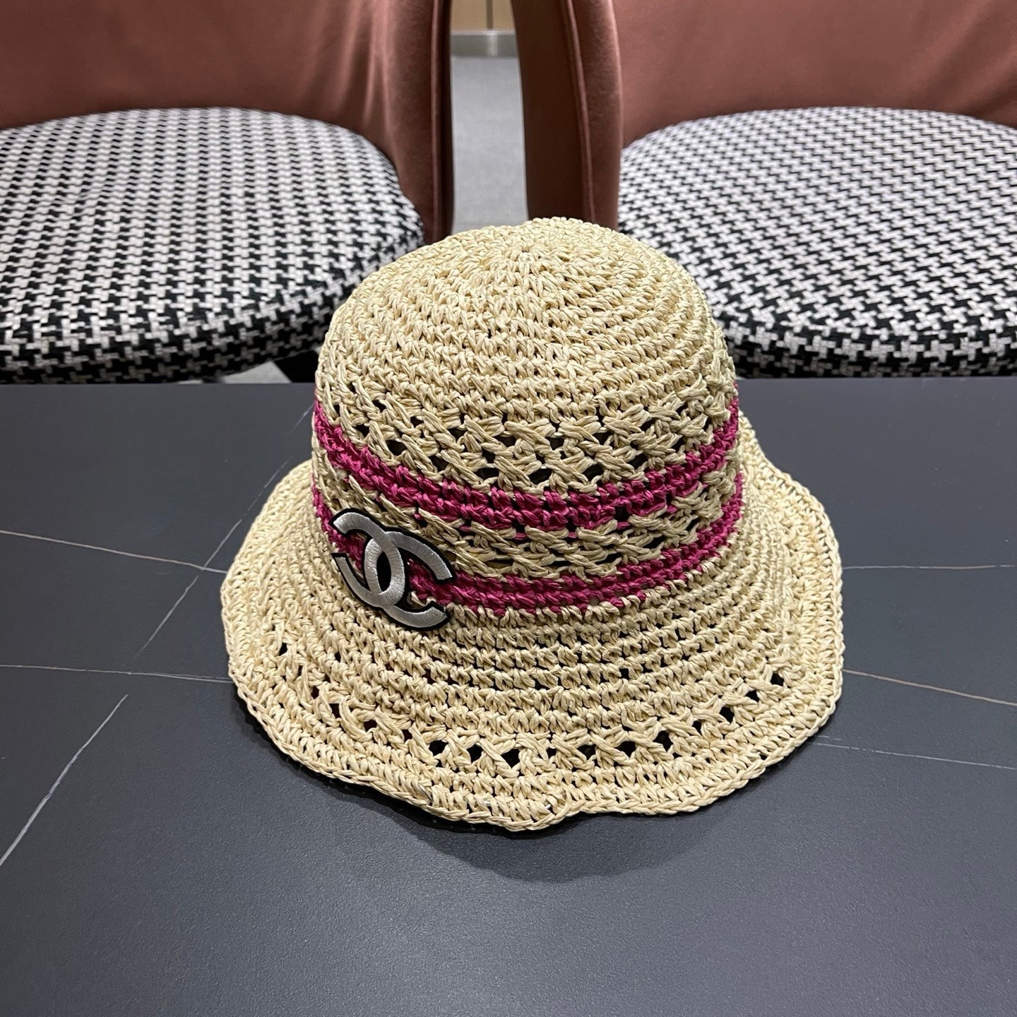 CHANEL 26S RAFFIA BUCKET HAT 335844