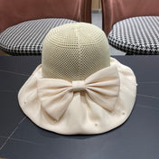 CHANEL 26S CHIFFON BOW & PEARL STRAW CLOCHE HAT 335758