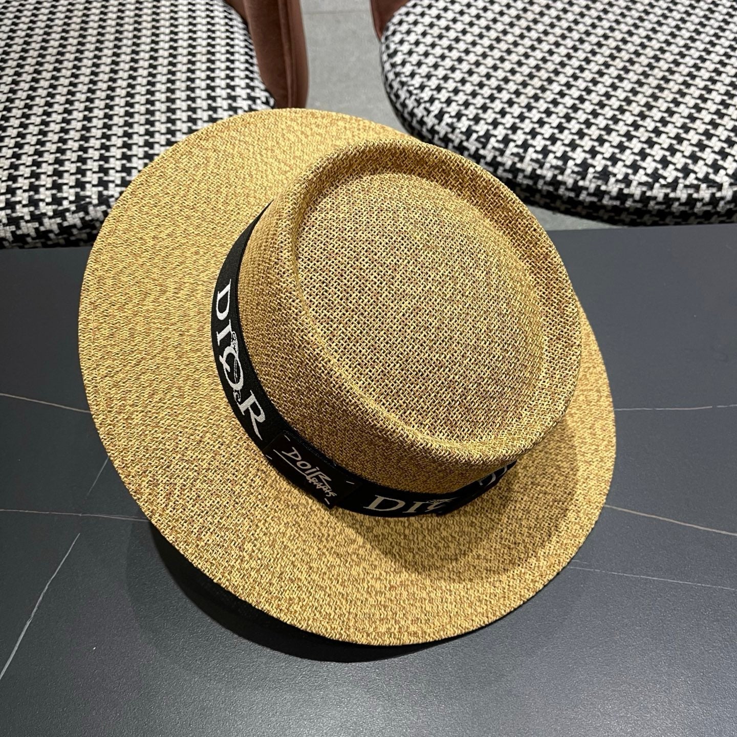 DIOR 26S LOGO STRAW BOATER HAT STYLE 21