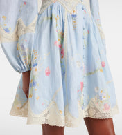 LONG-SLEEVE BLUE FLORAL DRESS