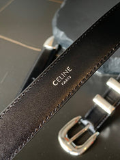 BELT 25MM MEDIUM WESTERN IN BLACK CALFSKIN WITH SILVER BUCKLE