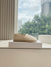 CHLOÉ WOVEN LOAFER IN BEIGE RAFFIA