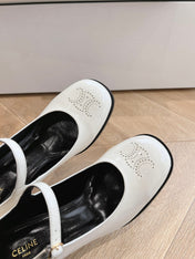 HIGH MARY JANE SHOES IN WHITE PATENT CALFSKIN