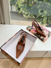 DG 70MM FOOTWEAR – BLUSH IN BROWN CALFSKIN SLINGBACK