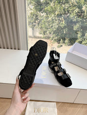 PUNK BALLET FLAT IN BLACK SUEDE AND CALFSKIN