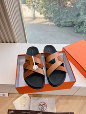 KAZIMIR SANDAL IN BRONZE BROWN CALFSKIN AND SUEDE