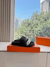 EXTRA SANDAL IN BLACK MIX SILVER CALFSKIN