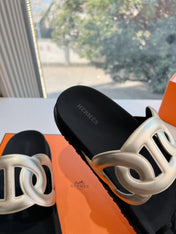 EXTRA SANDAL IN GOLD MIX BLACK CALFSKIN