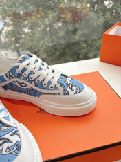GET SNEAKER IN WHITE MIX CERULEAN BLUE MAXI CANVAS AND CALFSKIN