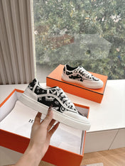 GET SNEAKER IN BLACK MIX WHITE MAXI CANVAS AND CALFSKIN