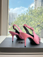 CAGOLE HIGH SLINGBACK IN BUBBLEGUM PINK GLOSSY CALFSKIN