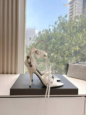 CAGOLE HIGH-HEEL SANDALS IN WHITE LAMBSKIN