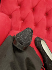 ballet flat black denim grosgrain
