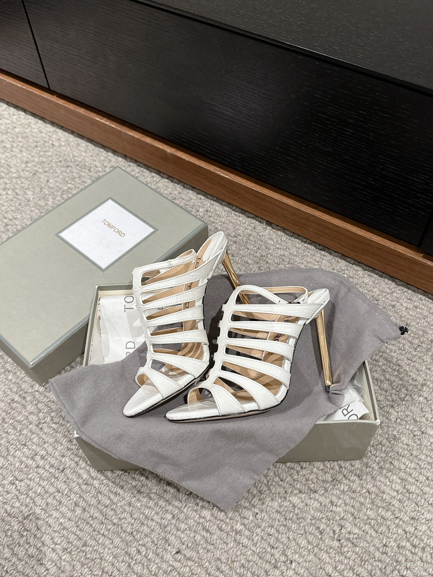 HIGH SANDAL 10 CM IN WHITE CALFSKIN